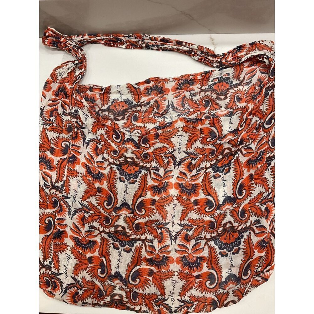 Free People Linen Reusable Tote Bag Boho Paisley Hippie Granola